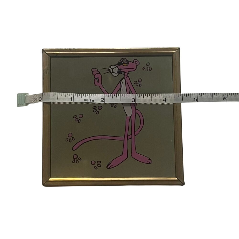 Vintage Pink Panther Framed Mirror Gold Frame Carnival Prize Wall Art 1970s - Picture 7 of 8